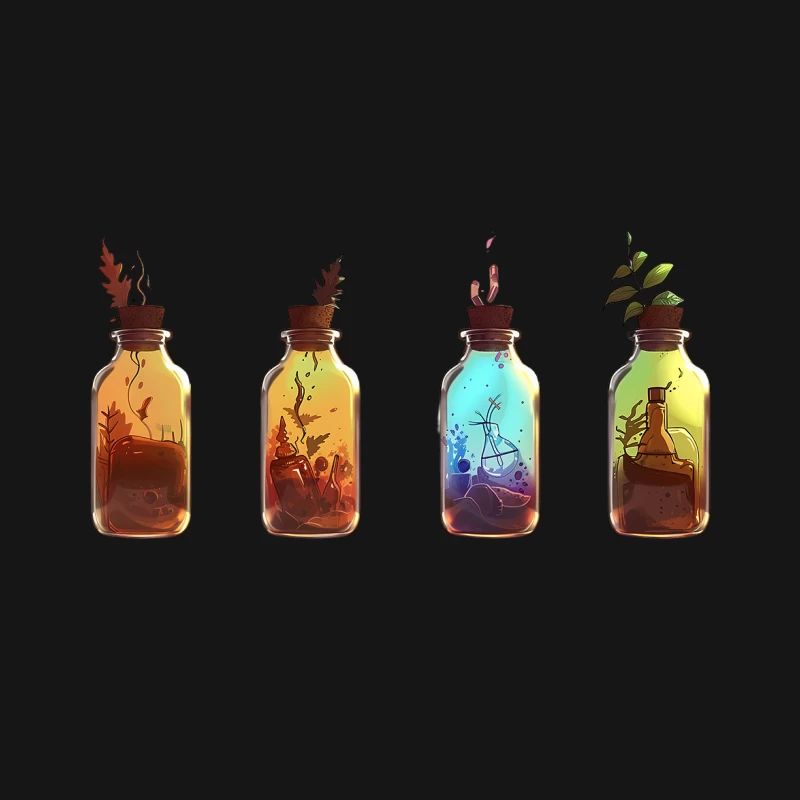 Seasonal Elements Captured in Whimsical Miniature Bottle Landscapes Desk Mat