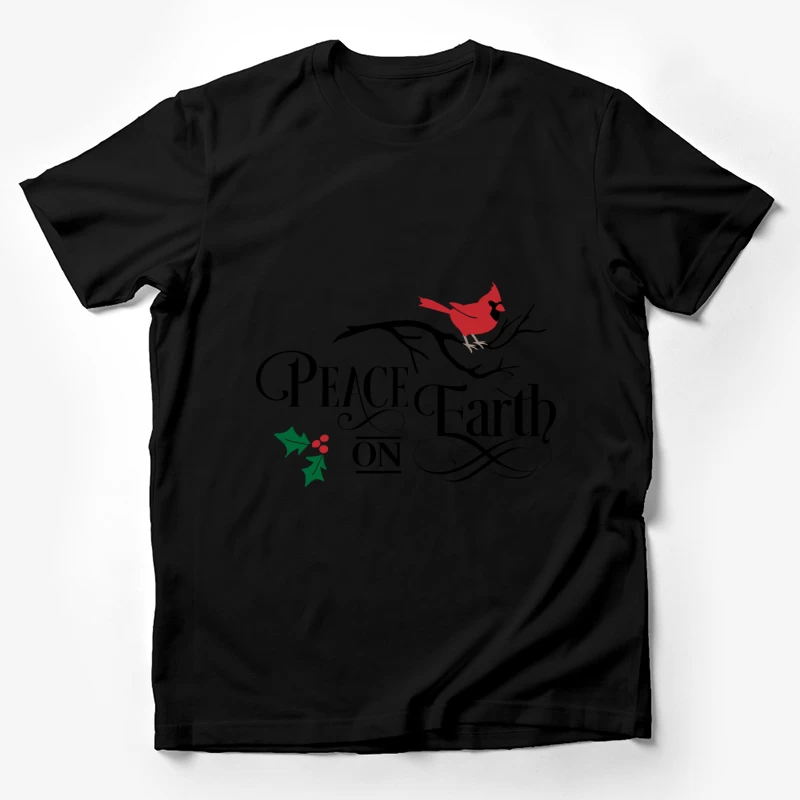 Paix sur Terre avec Cardinal et Houx Homme T-Shirt