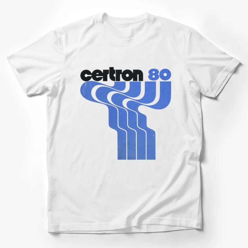 Vintage Certron 80 Blue Wave Logo Design Male T-Shirt