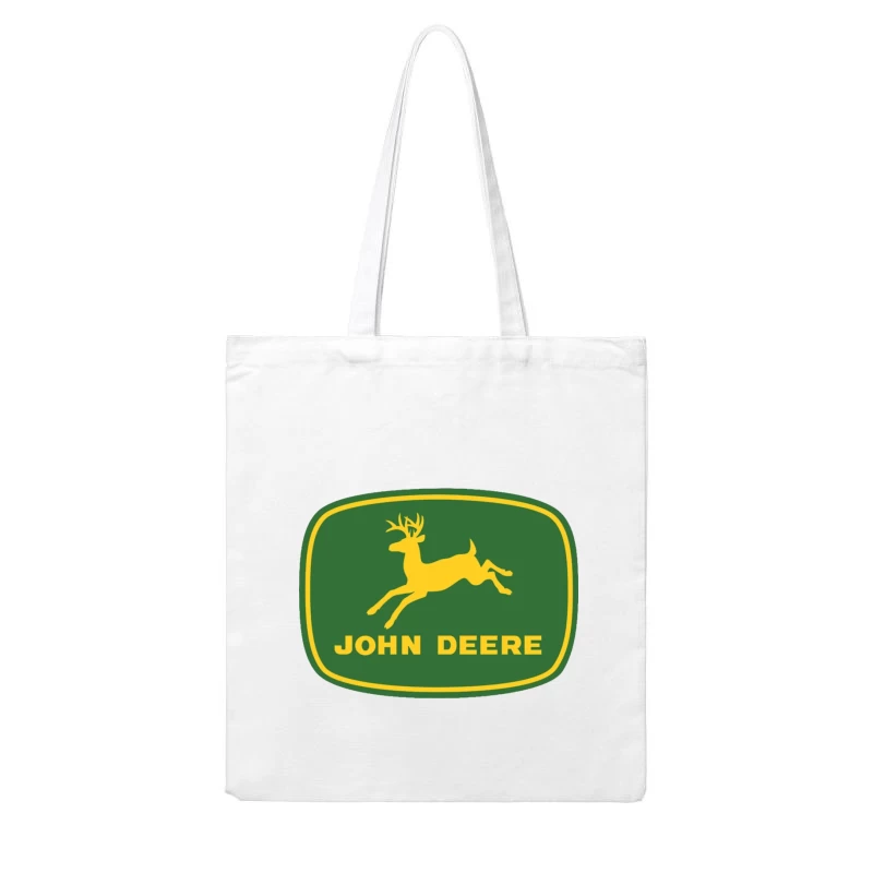 John Deere Classic Green and Yellow Logo with Leaping Deer Cotton Tote Bag