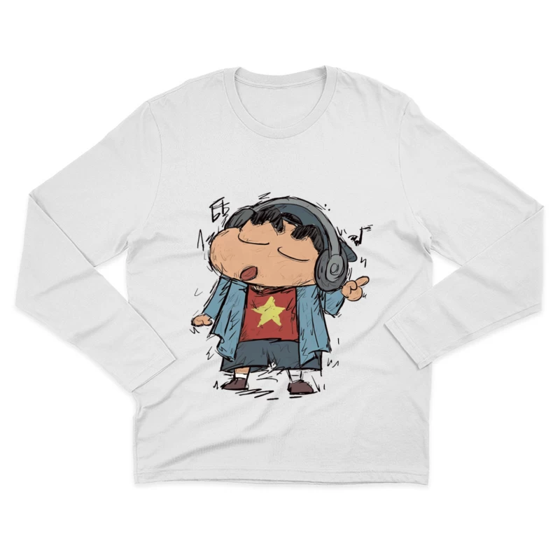 Kind hört Musik mit Kopfhörern Herren Langarm T-Shirt