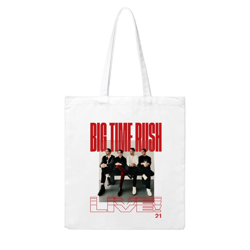 Big Time Rush Band Promotional Photo with Red Typography Design Cotton Tote Bag