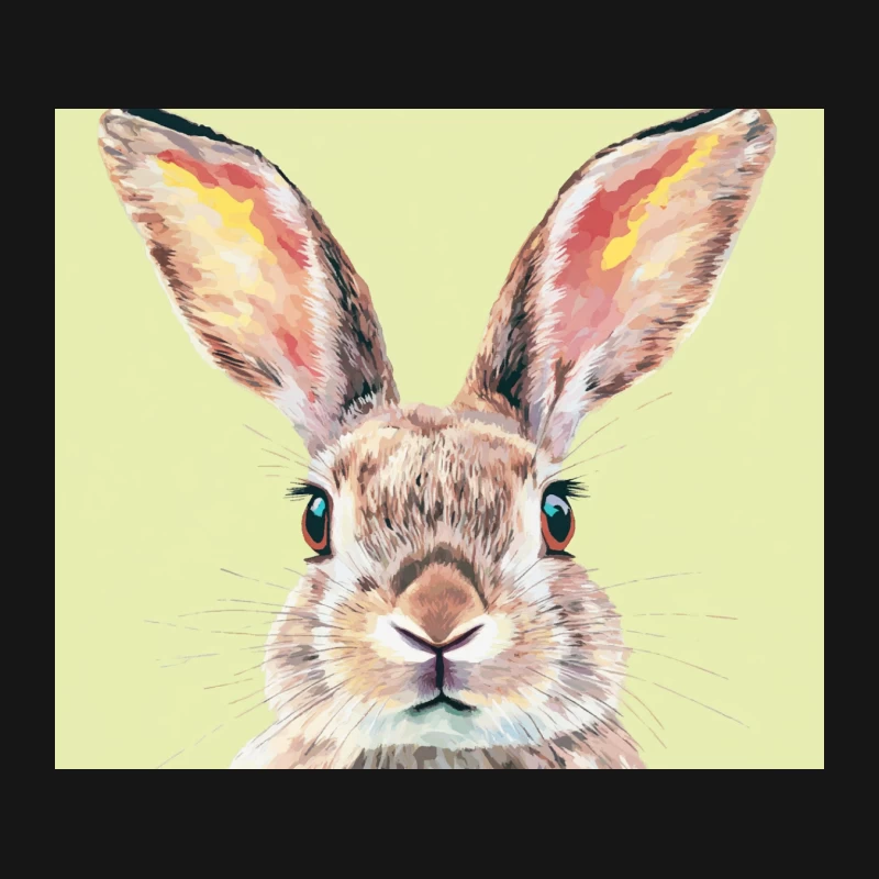Adorable Watercolor Rabbit Portrait with Yellow Background Mouse Pad