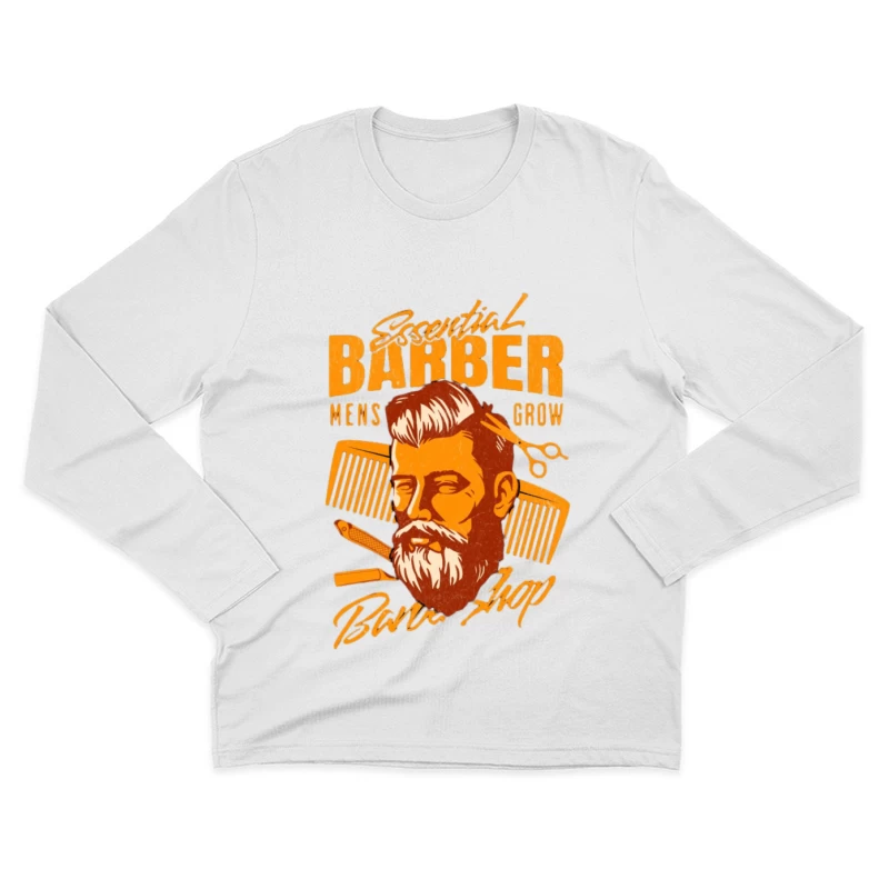 Design de salon de coiffure avec barbe et peigne Homme Manches Longues T-Shirt