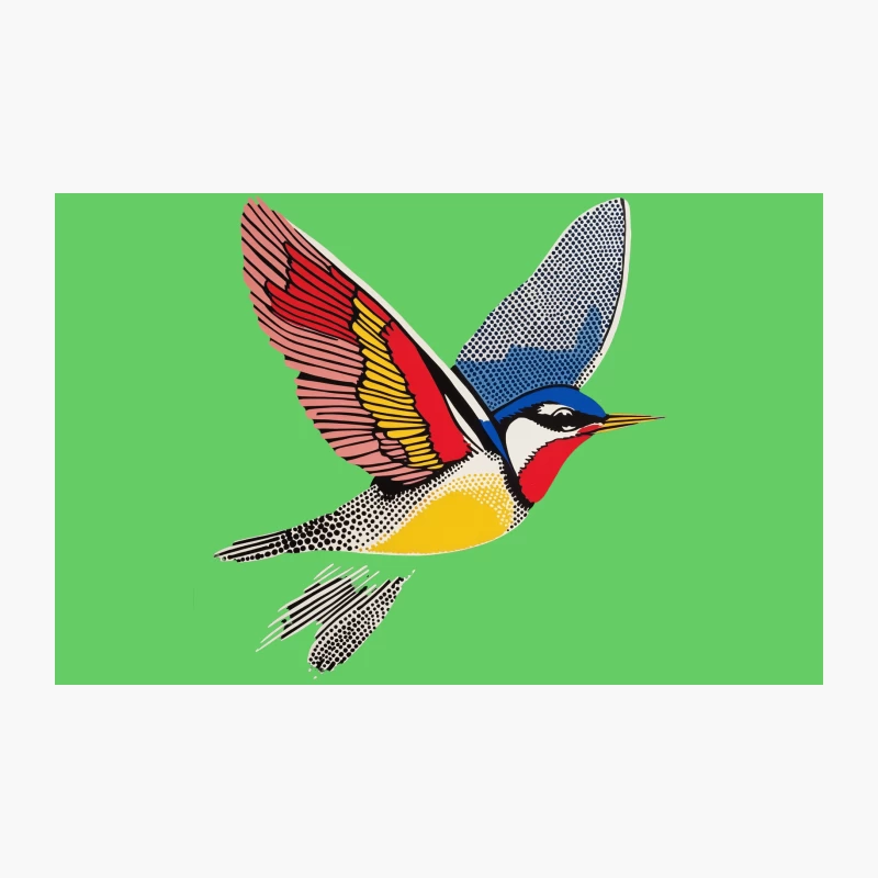 Vibrant Geometric Bird Illustration in Flight Travel Mug