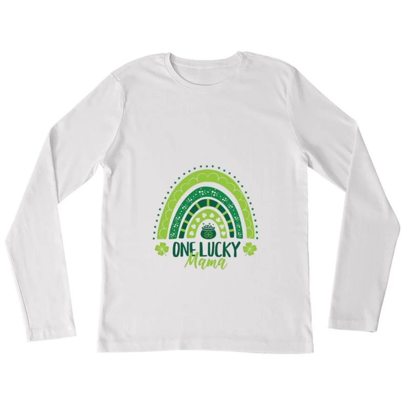 Maman chanceuse avec arc-en-ciel vert Femme Manches Longues T-Shirt