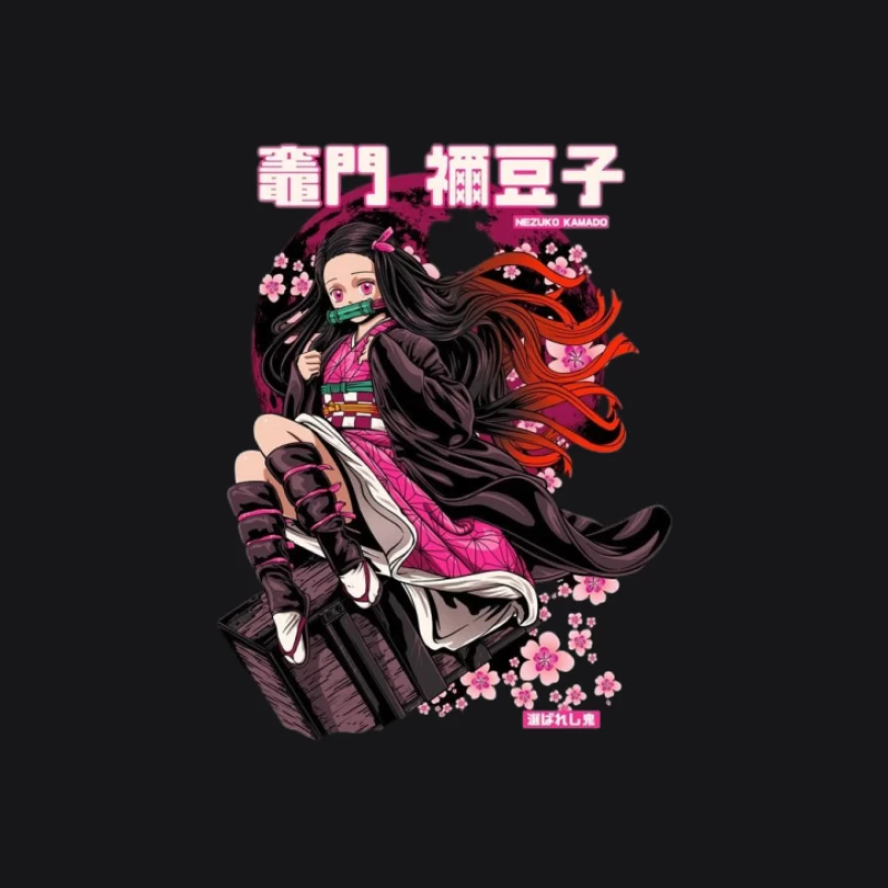 Nezuko Kamado mit Kirschblütenhintergrund Herren Pullover Hoodie