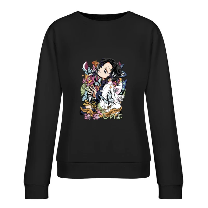 Anime-Charakter mit Schmetterlingen Damen Pullover Sweatshirt