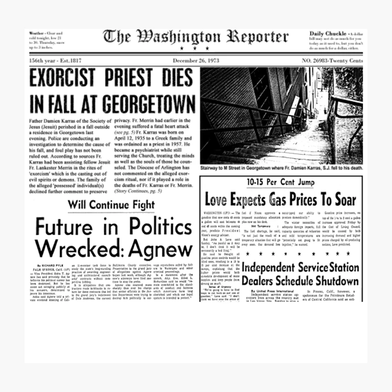 The Exorcist Headlines Throw Pillow