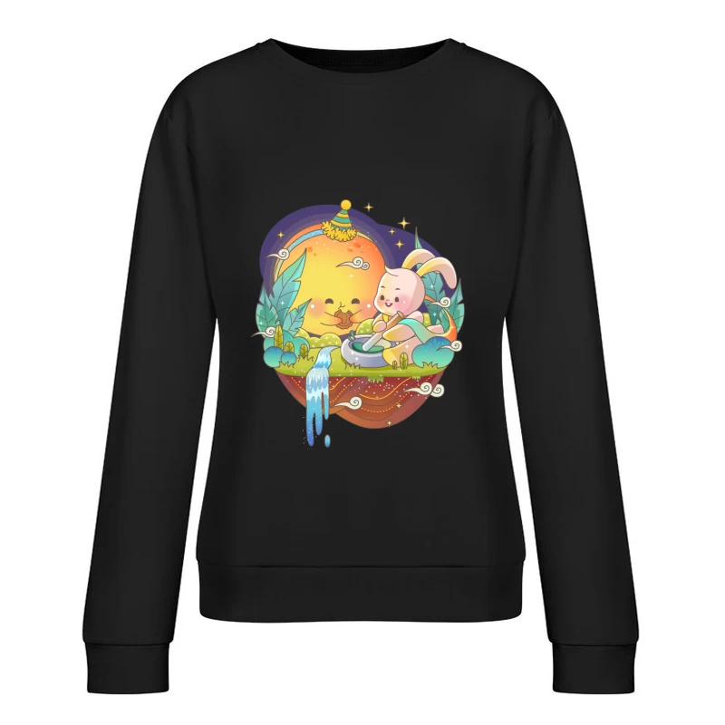 Fröhliches Mondfest mit Hase Damen Pullover Sweatshirt