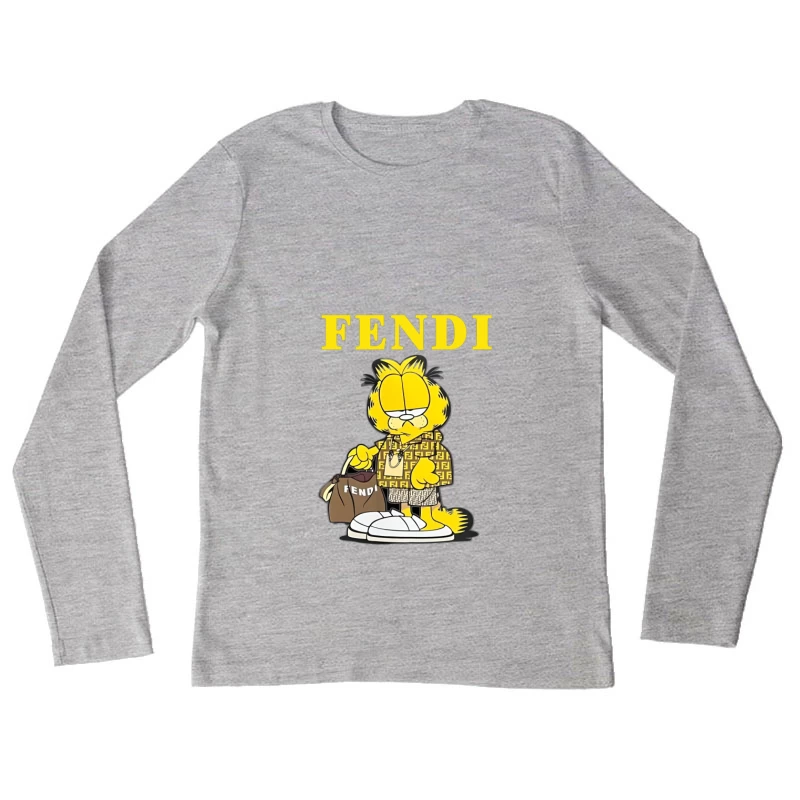 Garfield in Luxusmode von Fendi Damen Langarm T-Shirt