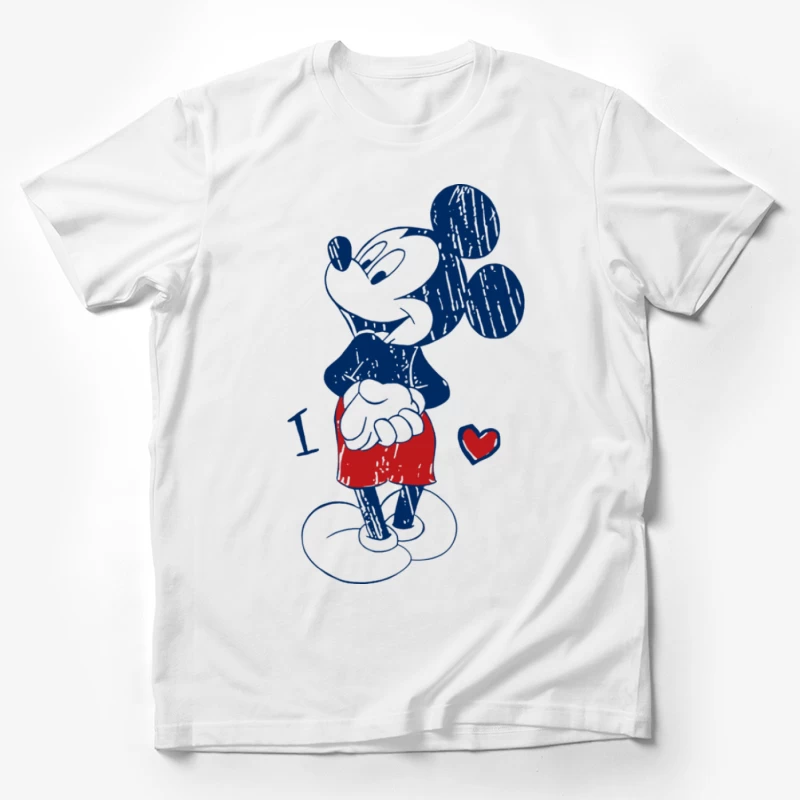 Skizzenhafter Cartoon-Charakter mit Herz Herren T-Shirt