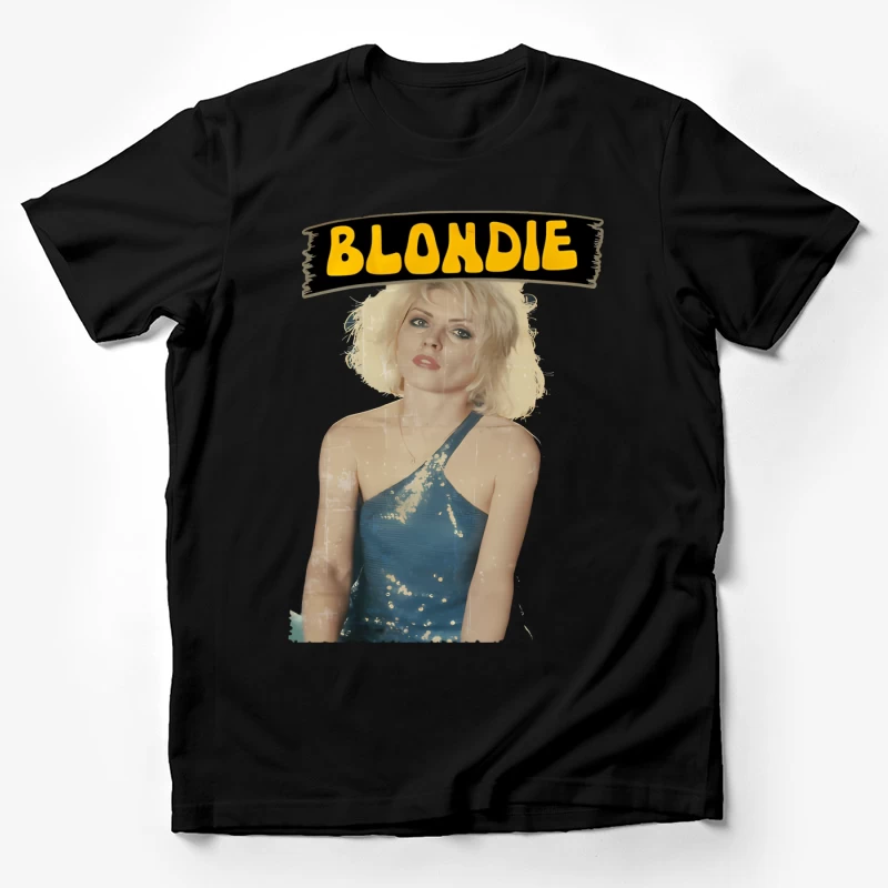 Vintage Blondie Band Promotional Portrait in Blue Dress Male T-Shirt