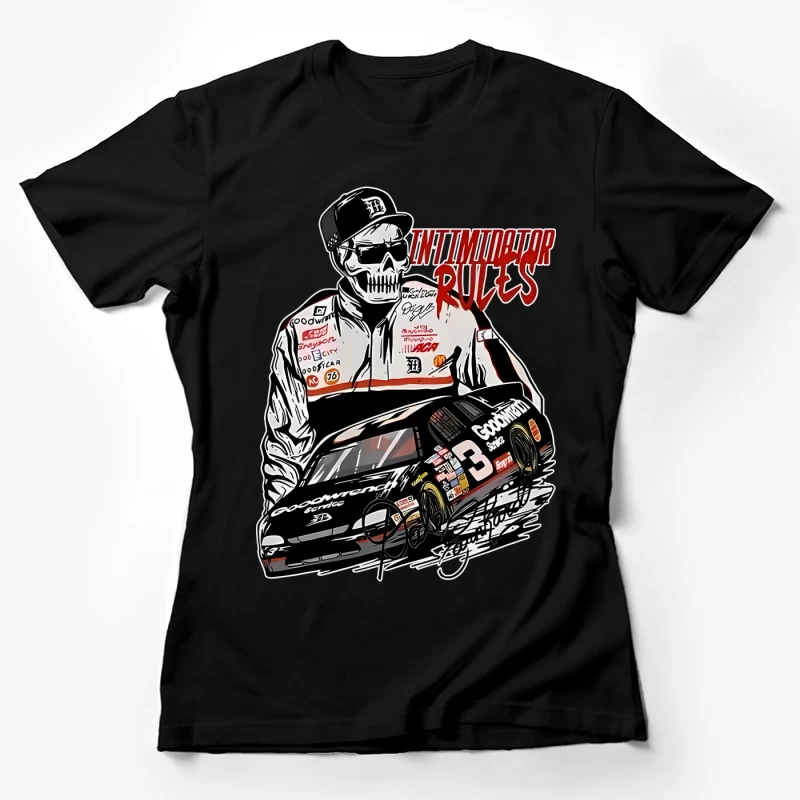 Intimidator-Regeln: Rennfahrer mit Autoillustration Damen T-Shirt