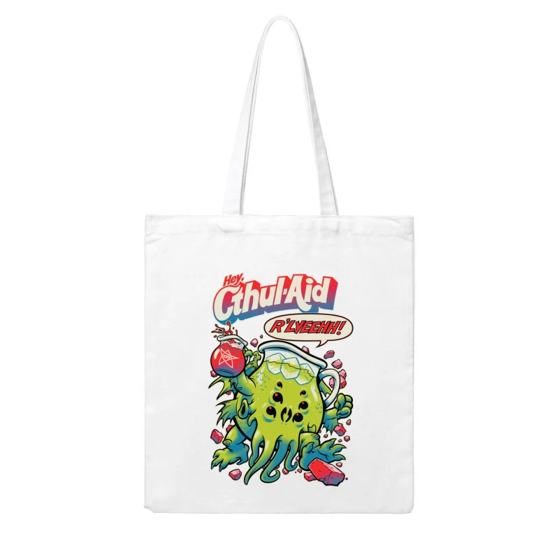 Hey Cthul-Aid: A Lovecraftian Drink Parody Cotton Tote Bag