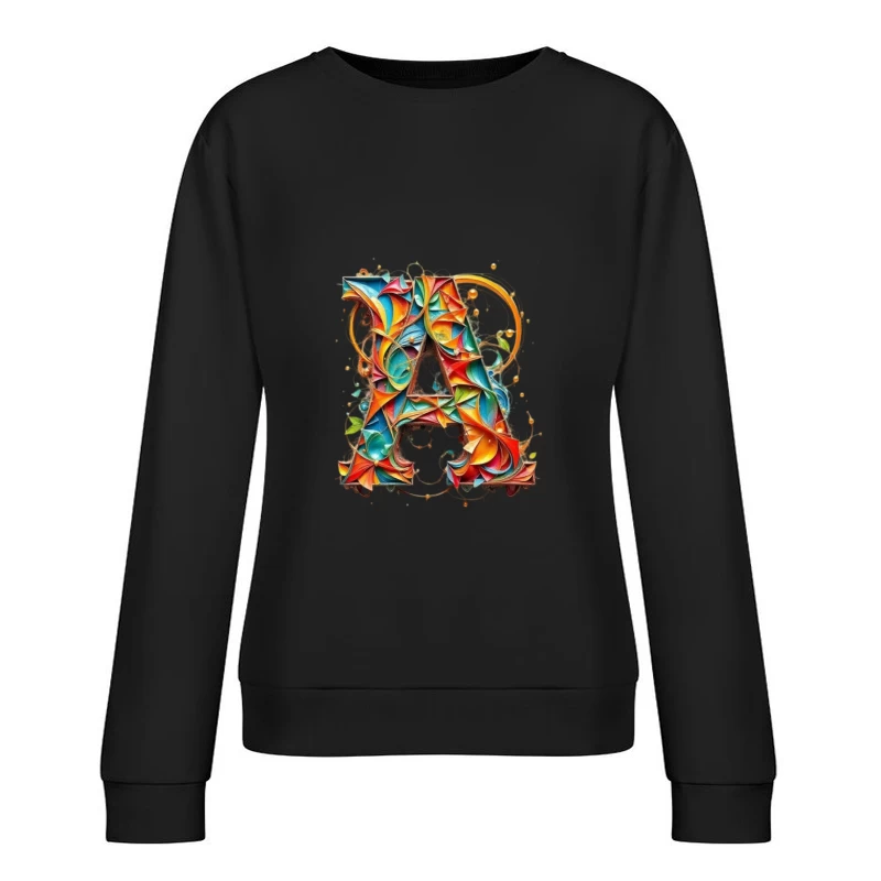 Vibrant Paper Quilled Letter A Typography Art Female Pullover Sweatshirt