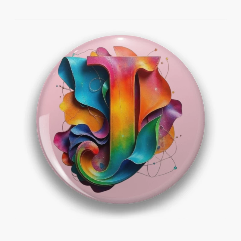 3D Colorful Abstract Typography Letter J Design Pin