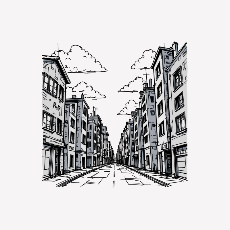 Monochrome Cityscape with Urban Architecture Female T-Shirt