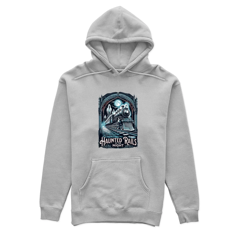 Gothic Haunted Steam Train Under Moonlit Archway Female Pullover Hoodie