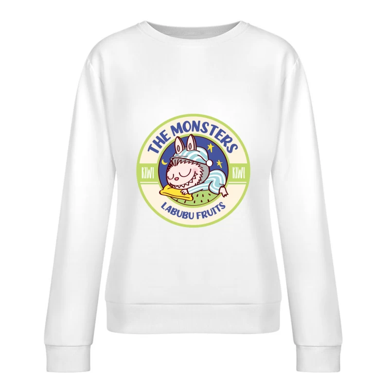 Schlafendes Monster-Logo mit Kiwi-Thema Damen Pullover Sweatshirt