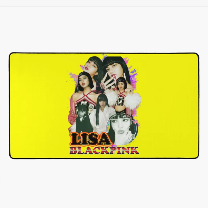 Collage of Lisa from BLACKPINK Desk Mat