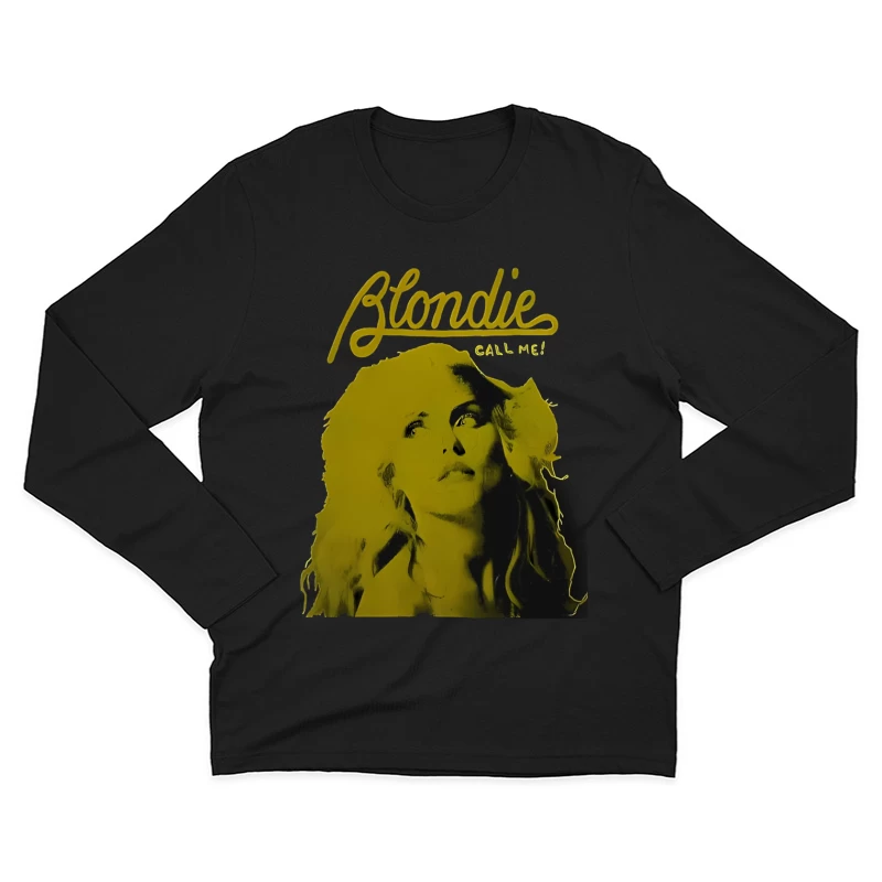 Vintage Blondie "Call Me" Album Cover in Yellow Monochrome Male Long Sleeve T-Shirt