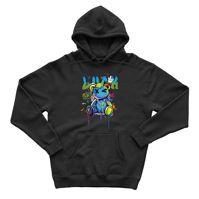 Bunter Graffiti-Bär mit Kappe Herren Pullover Hoodie