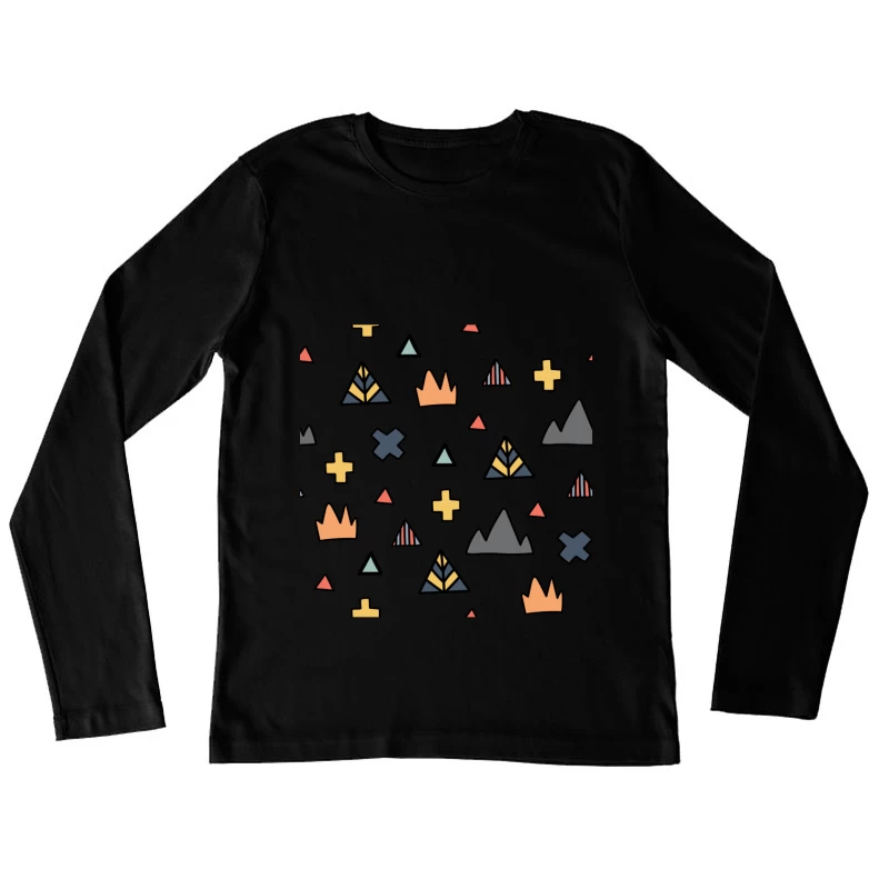 Motifs géométriques colorés Femme Manches Longues T-Shirt