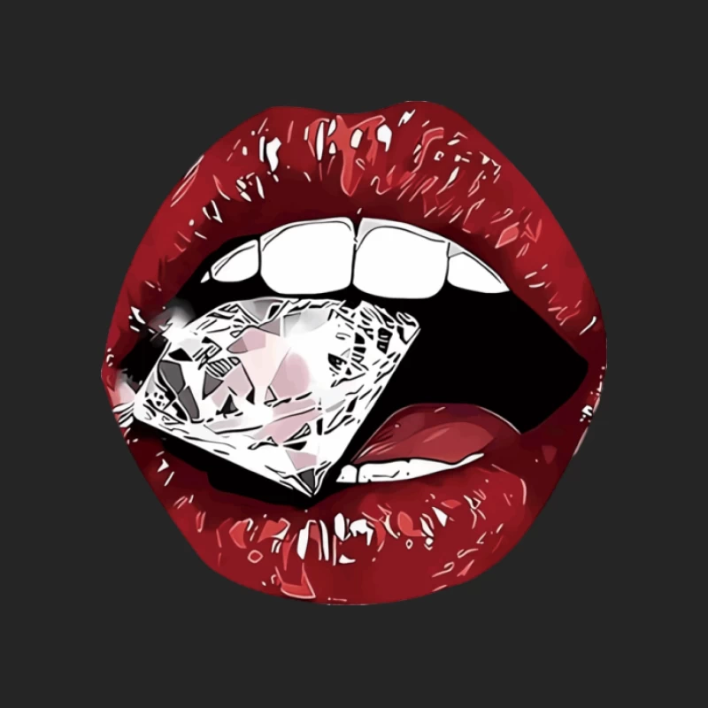 Rote Lippen mit Diamant Damen Pullover Sweatshirt