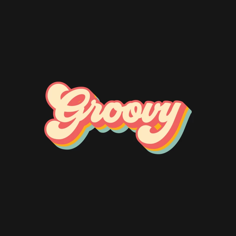 Retro Groovy Schriftzug Herren Langarm T-Shirt
