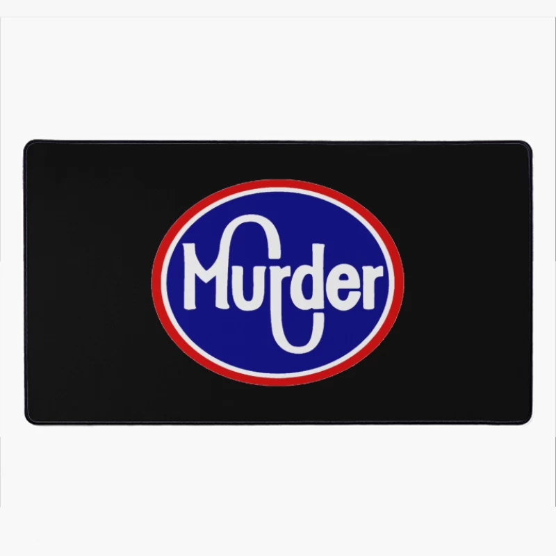 Vintage-Style Murder Text Logo in Blue and Red Desk Mat