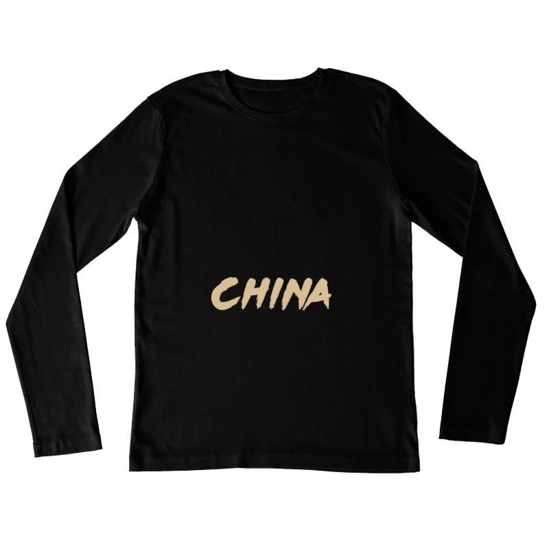 Scritta CHINA in Beige Maglietta maniche lunghe Donna