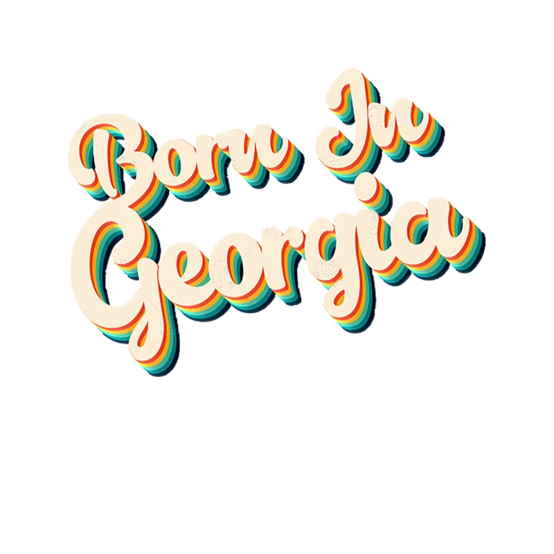 Born In Georgia - 80_s Retro Style Typographic Design Tapestry