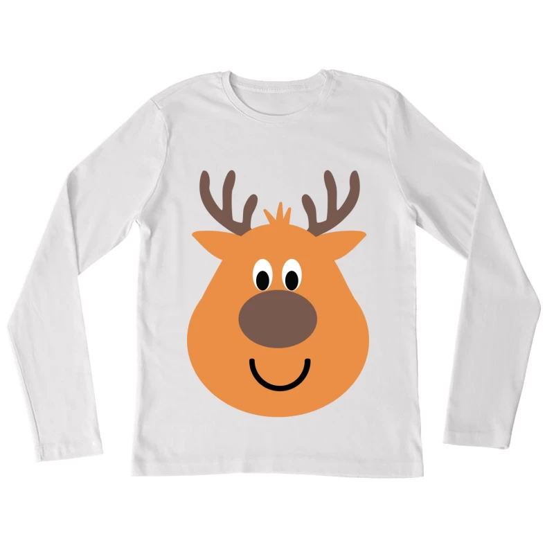 Visage de renne joyeux Femme Manches Longues T-Shirt