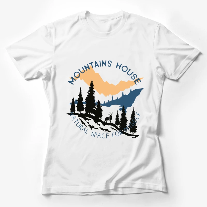 Berglandschaft mit Tier und Sonnenuntergang Damen T-Shirt