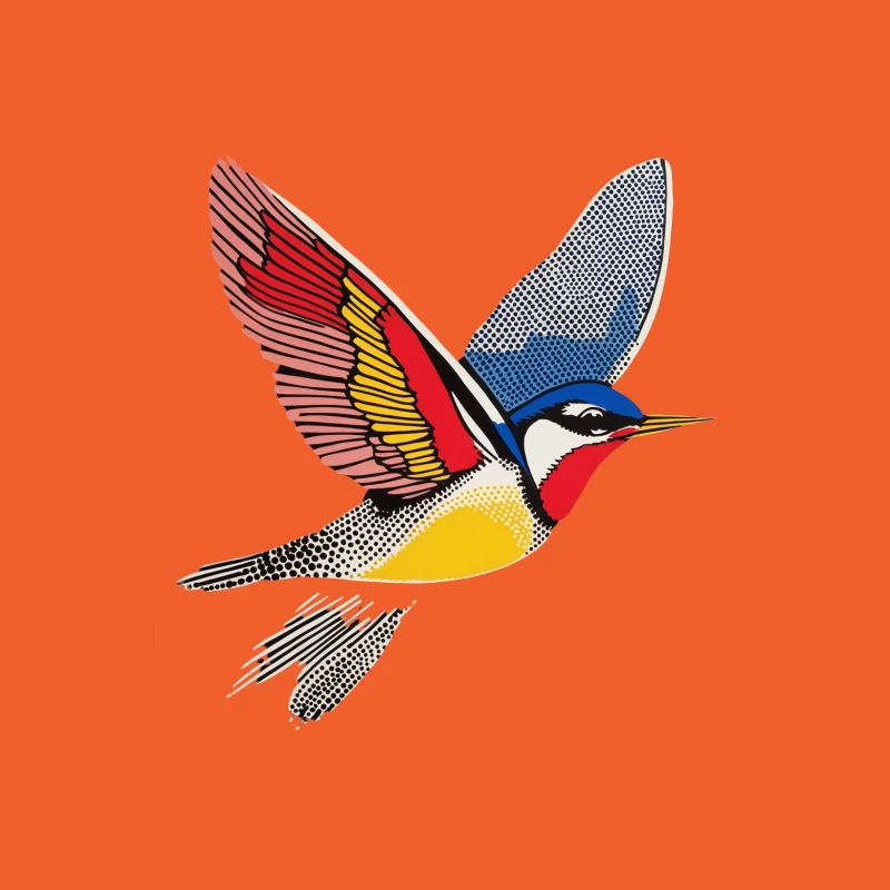 Vibrant Geometric Bird Illustration in Flight Female T-Shirt