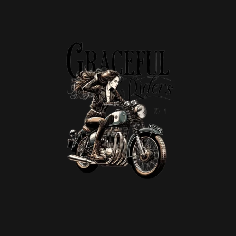 Graceful Riders: Vintage Motorcycle Art with Female Motorcyclist Mouse Pad