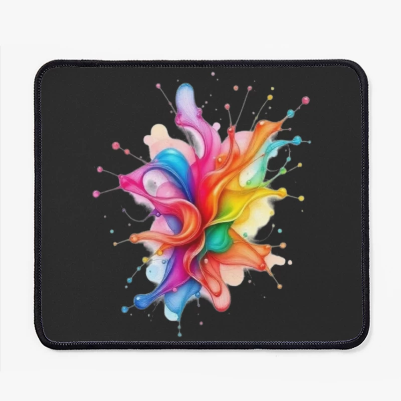 Vibrant Rainbow Watercolor Splash Abstract Art Mouse Pad