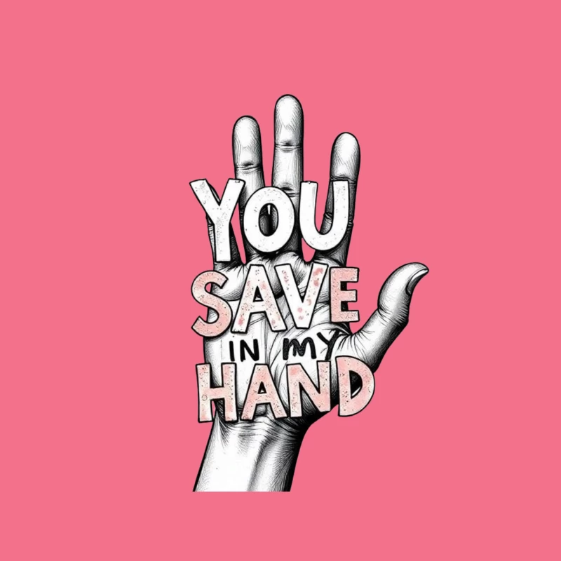 Hand-Drawn Typography: "You Save In My Hand" Artistic Illustration Tapestry