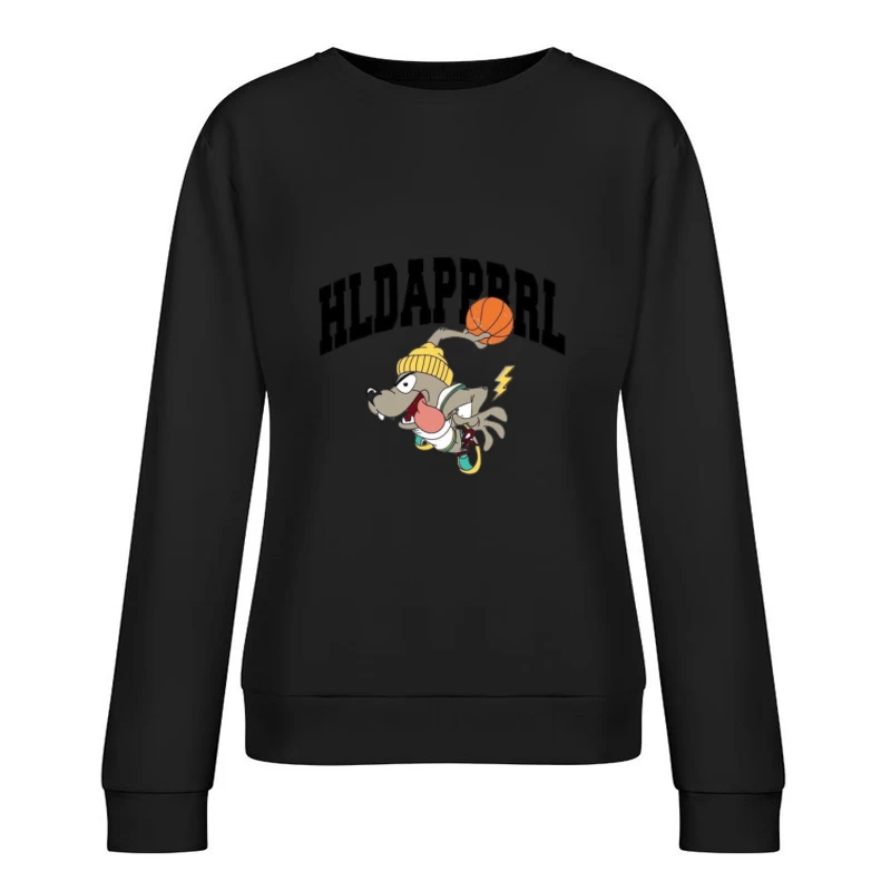 Cartoon Hund mit Basketball Damen Pullover Sweatshirt