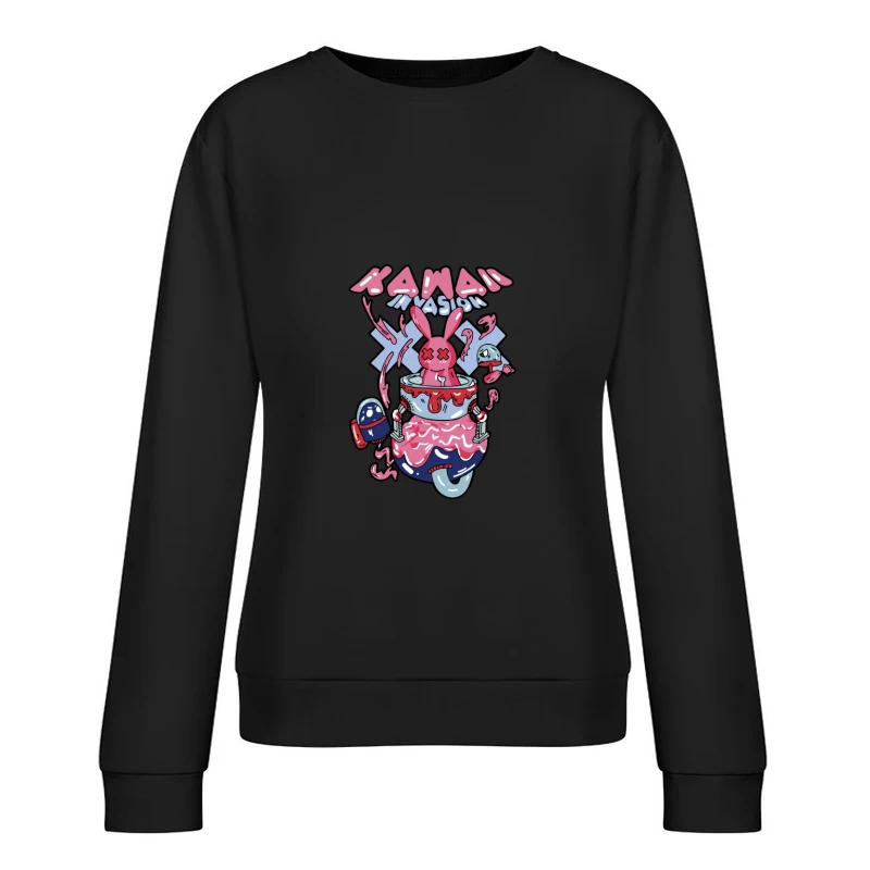Kawaii-Invasion mit Hasenroboter Damen Pullover Sweatshirt