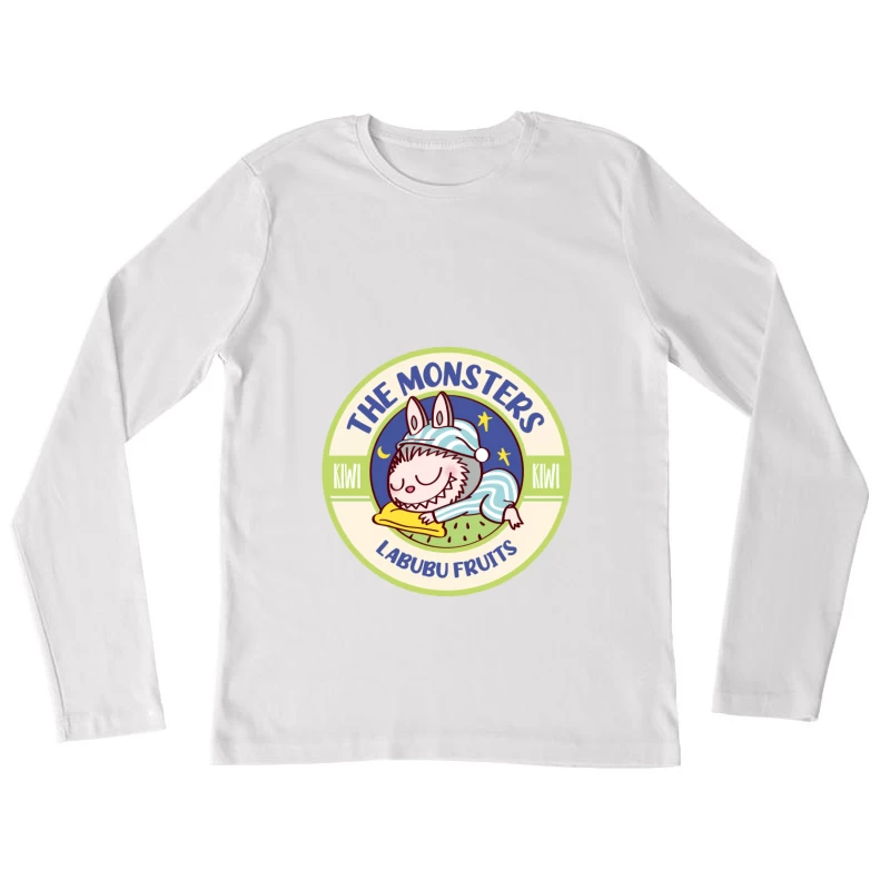 Schlafendes Monster-Logo mit Kiwi-Thema Damen Langarm T-Shirt