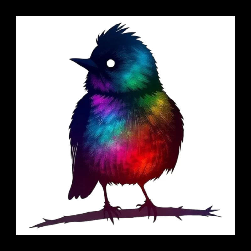 Rainbow Fantasy Bird Silhouette Art Pin