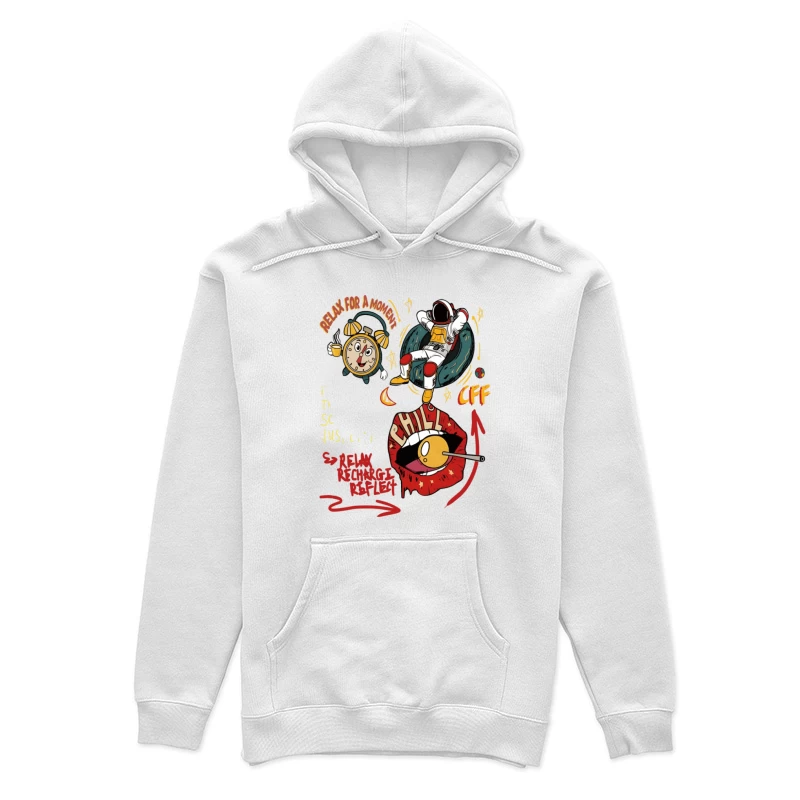 Entspannen Sie für einen Moment mit Astronaut und Wecker Damen Pullover Hoodie