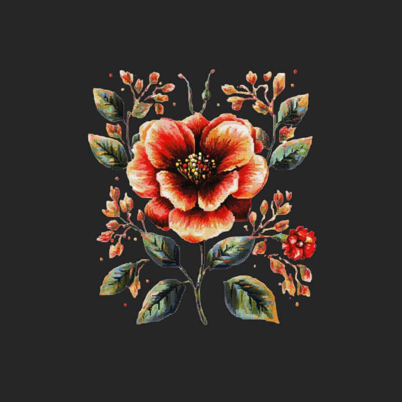 Vintage-Inspired Cross Stitch Floral Embroidery Design Female Pullover Sweatshirt