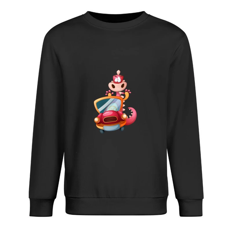 Dinosaure mignon dans une voiture Homme Sweat-shirt à enfiler