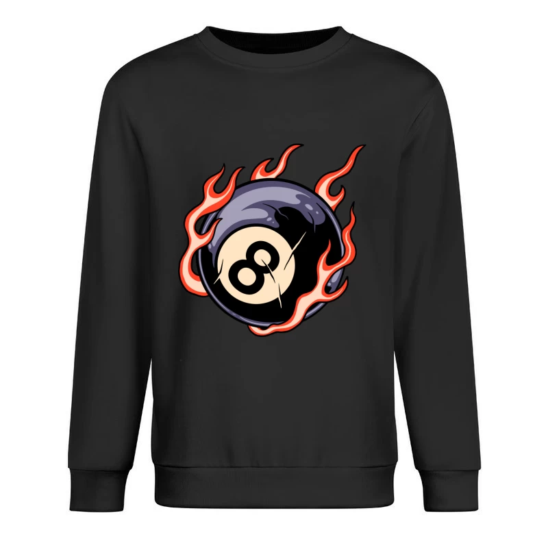 Flaming Eight Ball Illustration Male Pullover Sweatshirt