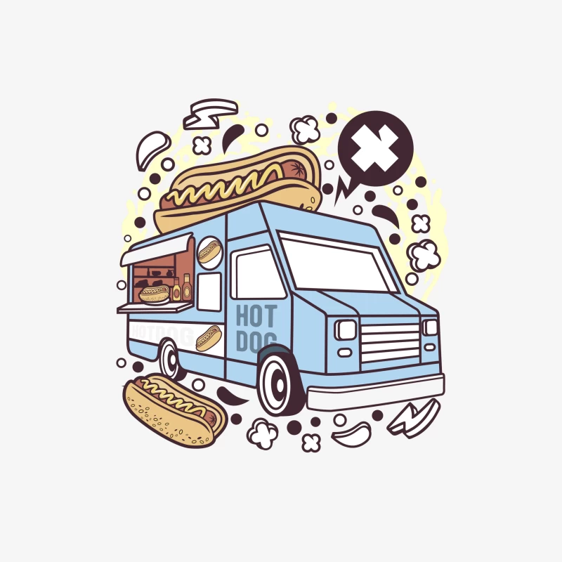 Camion de nourriture coloré servant des hot-dogs Homme Sweat-shirt à enfiler