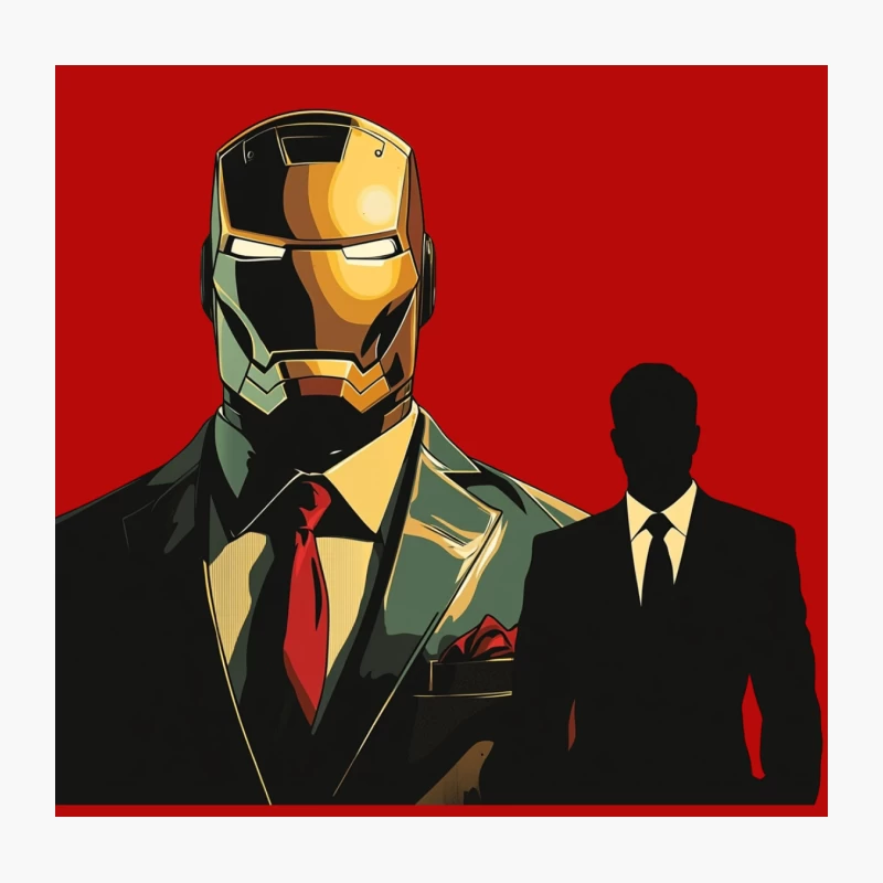 Iron Man: Superhero in Business Attire with Shadowy Companion Throw Pillow