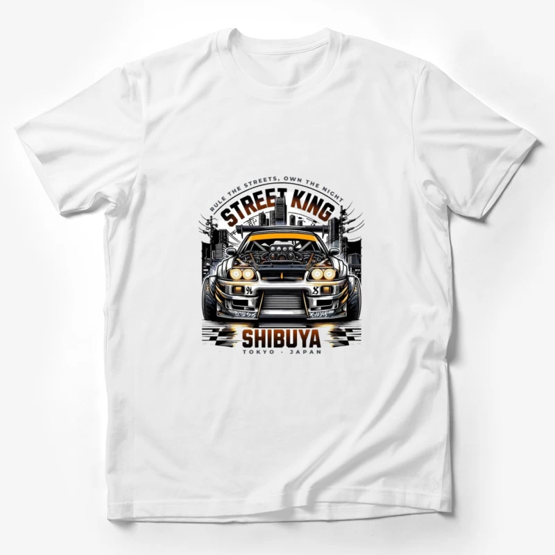 Street King: Modified Toyota Supra in Shibuya Night Scene Male T-Shirt